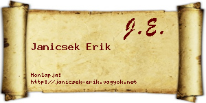 Janicsek Erik névjegykártya